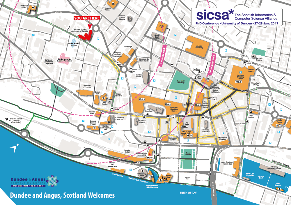 Map of Dundee with Dalhousie Building highlighted